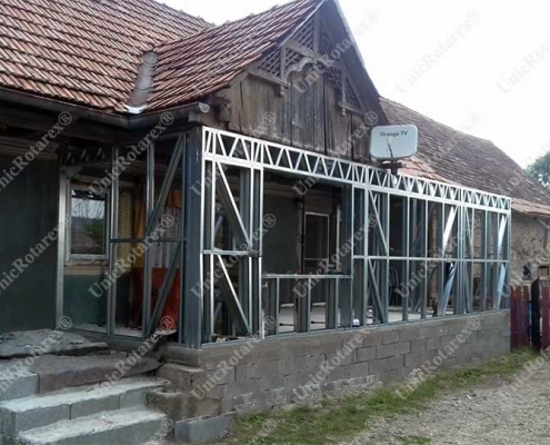 Steel structure for entrance extension 