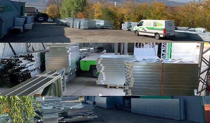 Unic Rotarex® storage space full of steel structures